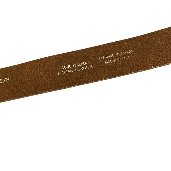 Harold’s Scroll Etched Square Metal Buckle Brown Leather Belt Sz S Western main image 6